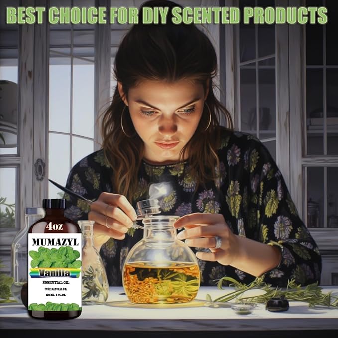 Vanilla Essential Oil, Vanilla Oil 4 Fl Oz 120ML for Diffuser Humidifier Yoga Cleaning DIY Candle Soap Making Essential Oils