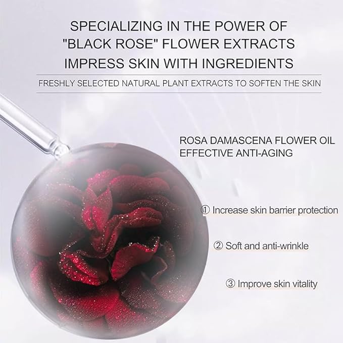 Anti-Wrinkle Skin Care Set Black Rose Moisturizing Hydrating Skin Care Kit For All Types Of Skin Valentine's Day Gift