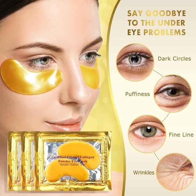 MS Under Eye Mask, Hydrogel Eyepatch, Eyepad Crystal 24K Gold, Skincare Collagen Korean Eye Mask, Puffy Eyes, Wrinkles Gel Under Eye Patches, Vegan Self Care, Eyemask For Reduce Dark Circles,