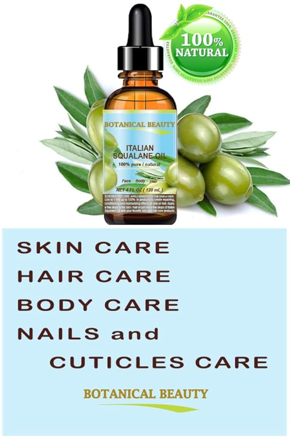 Botanical Beauty SQUALANE Italian. 100% Pure/Natural/Undiluted Oil. 100% Ultra-Pure Moisturizer for Face, Body & Hair. Reliable 24/7 skincare protection. 4 fl.oz- 120 ml