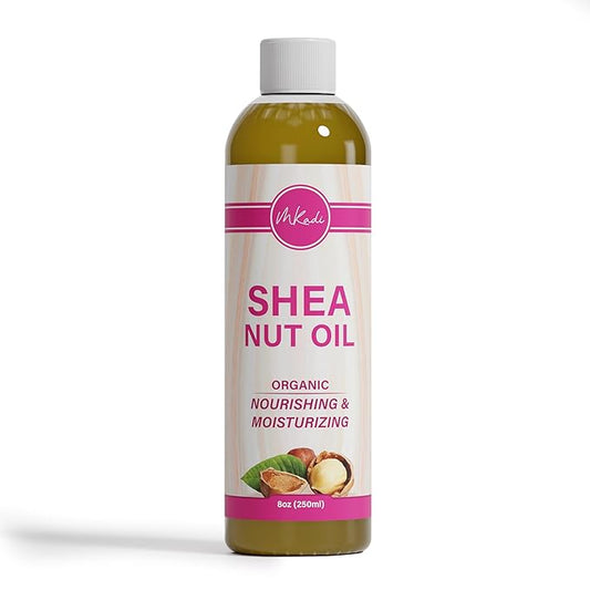 Organic Cold Pressed Shea Nut Oil for Body & Hair (8oz), Moisturizing Body Oil, Non Greasy After Shower Body Oil for Women, Enriched Oil for Dry Skin & Scalp, Body Skin Care Products