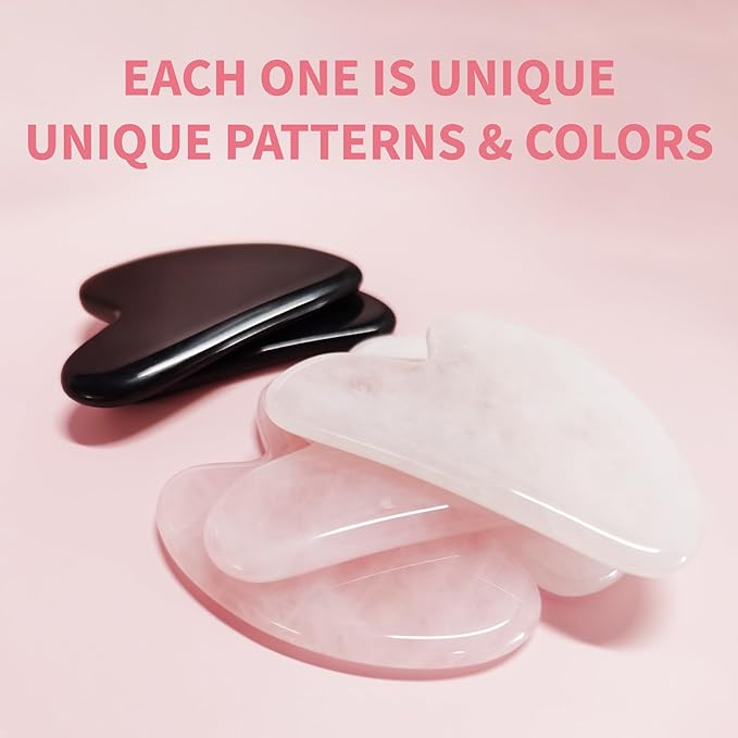 Natural Stone GuaSha Tool Gua Sha Facial Tools Eye Acupuncture Reduce Puffiness Relieve Muscle Tensions (Natural White Quartz)