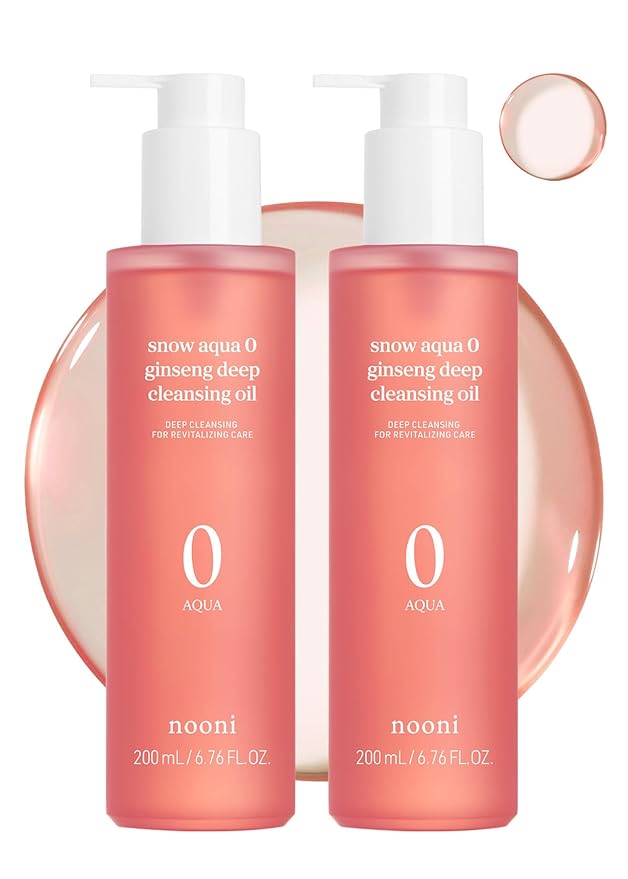 NOONI Facial Cleanser - Snow Aqua 0 Ginseng Deep Cleansing Oil *2ea | Makeup Blackhead Remover, Pore Care Control, Glass Skin, Helps Control Sebum, Moisturizing, Mother's Day, 6.76 Fl Oz x 2