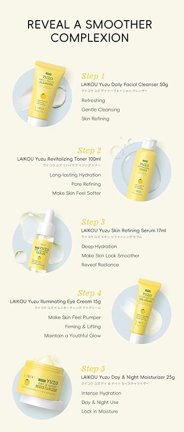 Grapefruit Skincare Set, 5-In-1 Skincare Gift Set With Facial Cleanser, Face Serum, Face Cream, Eye Cream, Moisturizing Toner Anti-Aging Skin Care Kit For Women Men