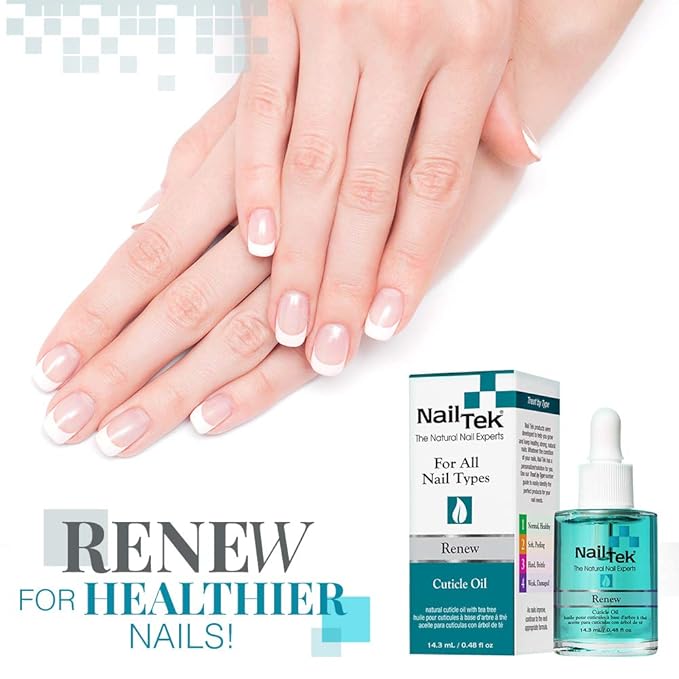 Nail Tek Renew Cuticle Oil for Nails - Natural Nail Care with Tea Tree Oil - Hydrates and Restores Soft, Healthy Cuticles, For All Nail Types, 14.3 mL