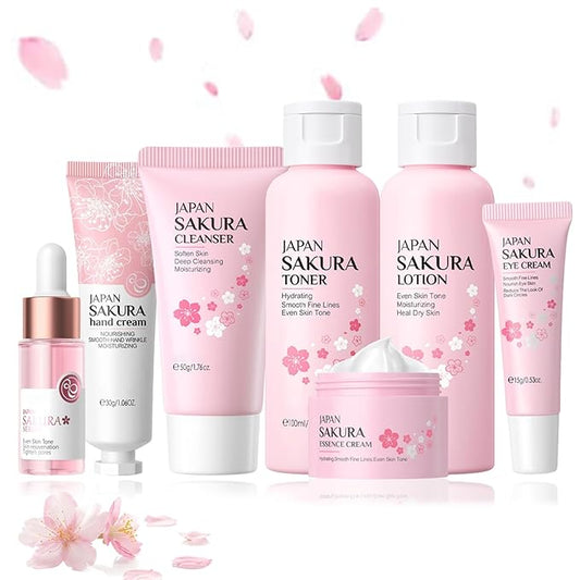 Sakura Birthday Gifts for Womens & Teens Girls Skincare Set, Sakura Extract Skin Care Set, skincare for girls 10-12, skin care for teens 10-12, kids skin care set for girls ages 8-12 (Sakura Set A)