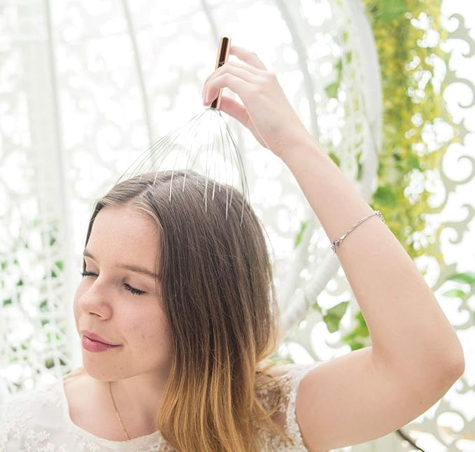 USAGA 28 Fingers Head Scratcher, Head Massager, Scalp Massager for Scalp Body Relaxing (Golden)