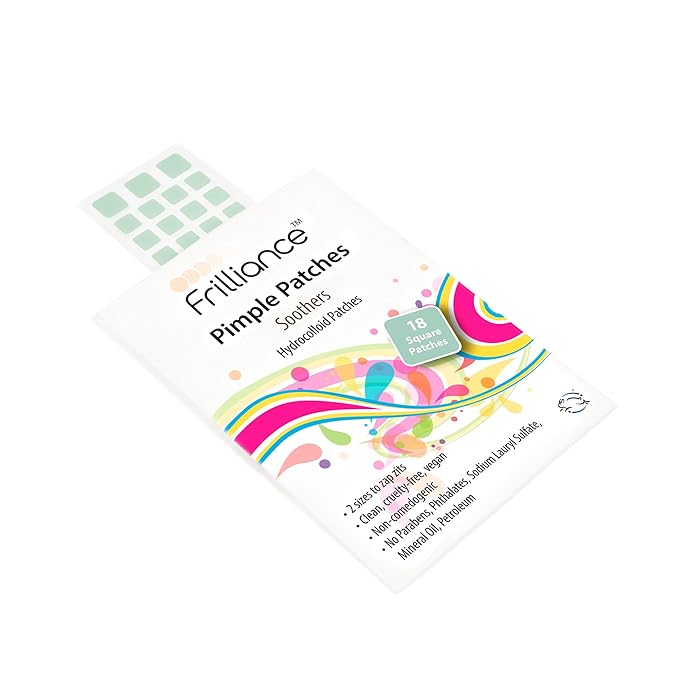 Frilliance Green Square Soothing Aloe & Hydrocolloid Acne Pimple Patches for Zits and Blemishes (18 Count, 2 Sizes) Spot Treatment Stickers for Face & Skin, Vegan and Cruelty Free