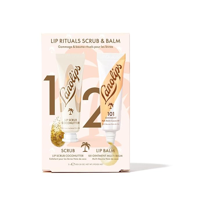 Lanolips Coconutter Lip Scrub & Lip Balm - Lip Rituals Lip Care Kit Infused with Pure Lanolin & Coconut Oil - Gently Smoothes and Hydrates Dead Skin (2 Count)