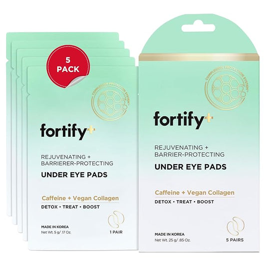 Fortify 9-in-1 Korean Under Eye Pads with Zeolite - Anti Dark Circles & Puffy Eyes Treatment, Dermatologist Tested - 5 Pairs (1 Pack)