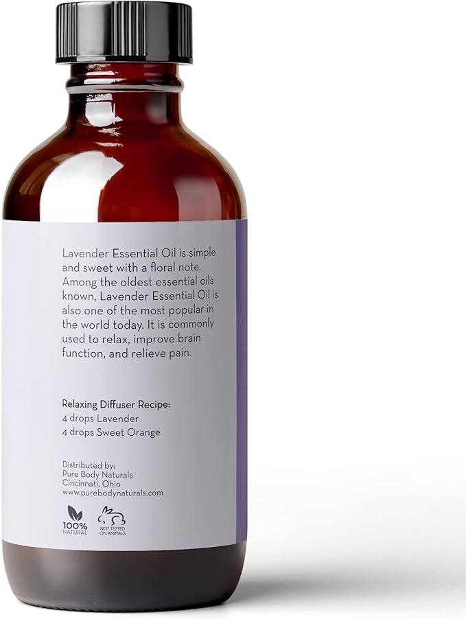 Pure Body Naturals French Lavender Essential Oil Blend, 4 fl oz - for Aromatherapy, Soap Making, and DIY Skin and Hair Products