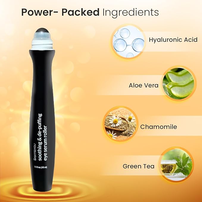 Dermisyou Under Eye Serum Roller Reduce Wrinkle & Fine Lines & Puffiness For Dark Circles Undereye Bags Women & Men