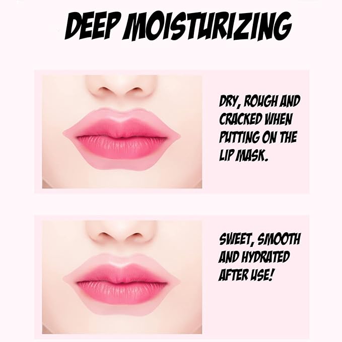 24K Golden Hydrating Lip Mask Patches, Korean Skincare, Plumping Treatment, 30 Pieces (Pink (B))