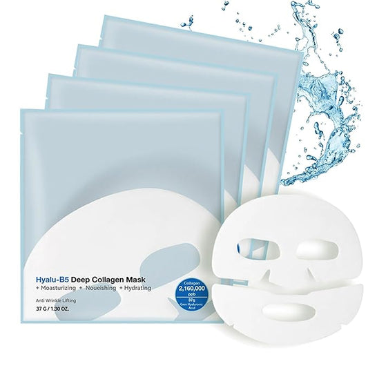 4 PACK Deep Collagen Overnight Mask, Bio-collagen Face Hydrogel Mask Korean Skincare Facial sheet masks for lifting, firming, and Elasticity Improvement (Hyalu-B5 Mask)