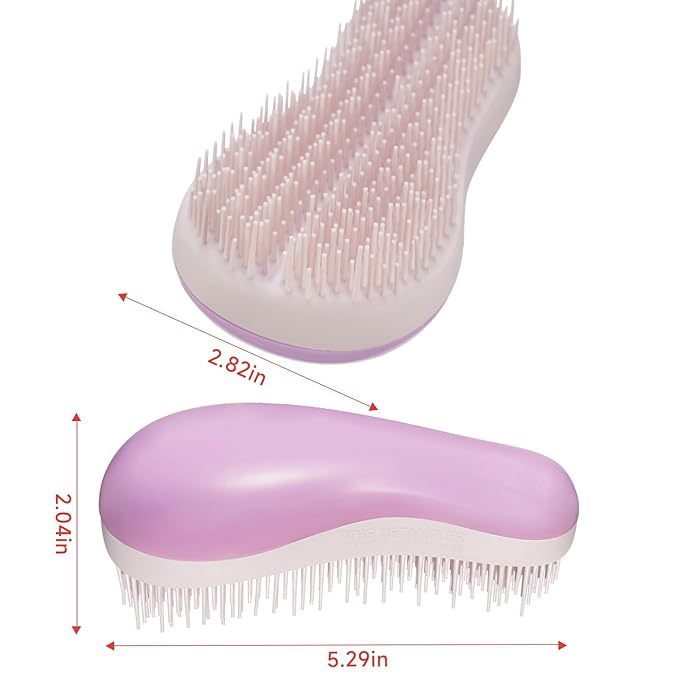 Hand Grip Brush, Gentle Detangling, Detangler Hair Brush for All Hair Types. For use on Wet or Dry Hair (Lavender Pink)