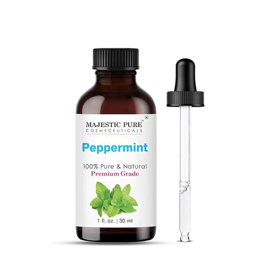 MAJESTIC PURE Peppermint Essential Oil | 100% Pure and Natural Peppermint Oil | Premium Grade Essential Oils for Hair Care, Home Diffusers, Skin, Aromatherapy, Massage and Humidifiers | 1 Fl Oz