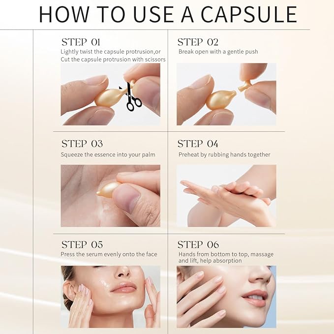 Vitamin C Serum For Face Anti-Wrinkle 30 Capsules With Scissors,Vitamin C Anti-Wrinkle Serum,Vitamin A Retinol Collagen Anti-Aging Night Serum For Women,Smooth,Hydrate,Firming Skin,Travel Portable