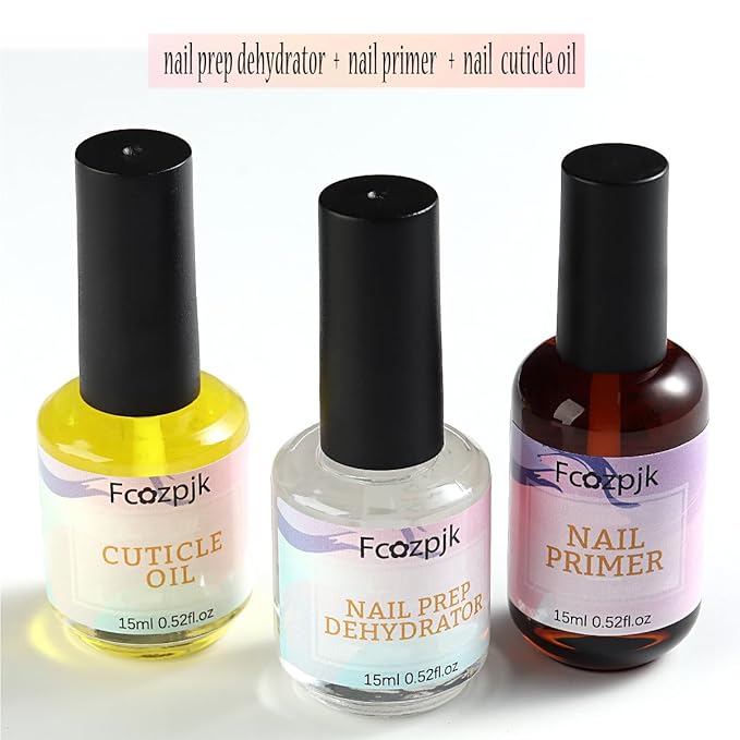 Nail Dehydrator and Nail Primer with Cuticle Oil Set, Air Dry Bonding Primer for Acrylic Nails No Lift, Acid-free Prep Dehydrator, Natural Cuticle Oil for Nails, Manicure Accessories
