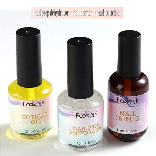 Nail Dehydrator and Nail Primer with Cuticle Oil Set, Air Dry Bonding Primer for Acrylic Nails No Lift, Acid-free Prep Dehydrator, Natural Cuticle Oil for Nails, Manicure Accessories