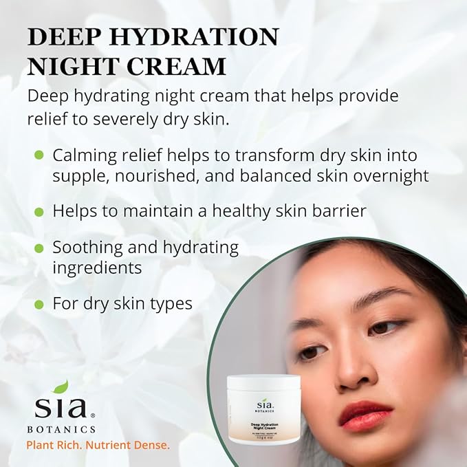 Deep Hydration Night Face Cream (118ml/4oz Tub) | Facial Moisturizer w/Jojoba, Evening Primrose, Vitamin E | Natural, Clean, Botanical Skincare for Women