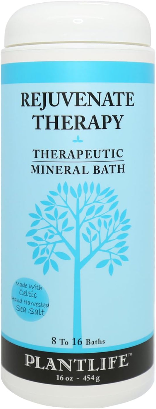 Plantlife Rejuvenate Therapy Bath Salts - Straight from The Plant Natural Aromatherapy Bath Salts - Balance, Calm, and Release Tension in The Body - Made in California 16 oz