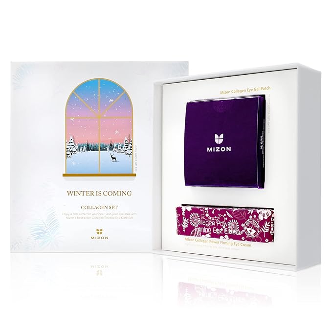 MIZON Eye Skincare Set - Special Winter is Coming Set, eye cream and undereye patches, wrinkle care, skin elasticity, moisturizing, for dark circles and eye bags (Collagen Set)