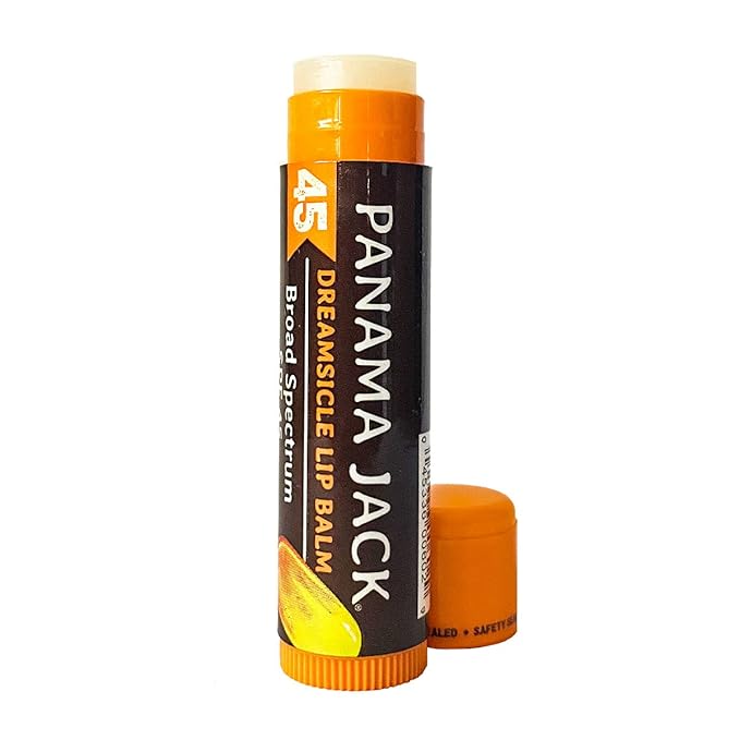 Panama Jack Sunscreen Lip Balm - SPF 45, Broad Spectrum UVA-UVB Sunscreen Protection, Prevents & Soothes Dry, Chapped Lips, Dreamsicle, Pack of 3
