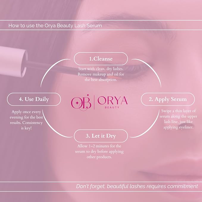 ORYA BEAUTY - Advanced Eyelash Growth Serum - Boosts Length, Thickness, & Strength with 100% Natural, Vegan Ingredients - Nourishes, Strengthens, & Irritation-Free Lashes for Fuller, Healthier Look