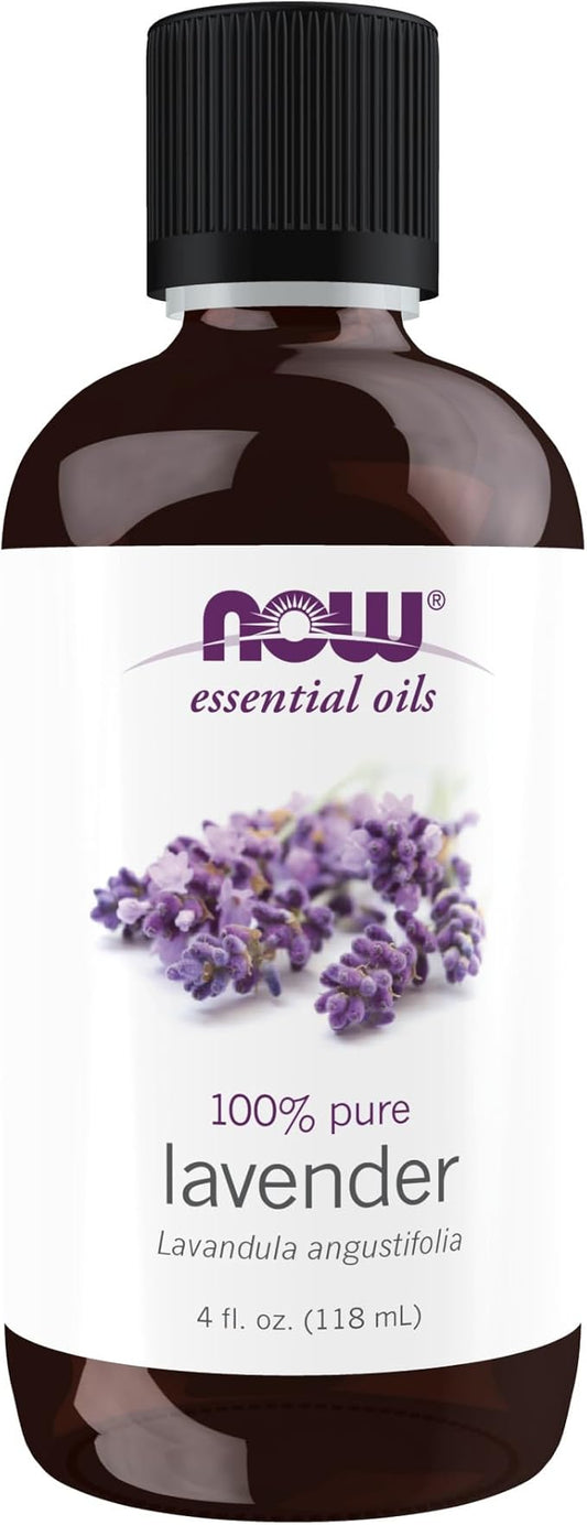 NOW Foods Essential Oils, Lavender Oil, Soothing Aromatherapy Scent, Steam Distilled, 100% Pure, Vegan, Child Resistant Cap, 4-Ounce