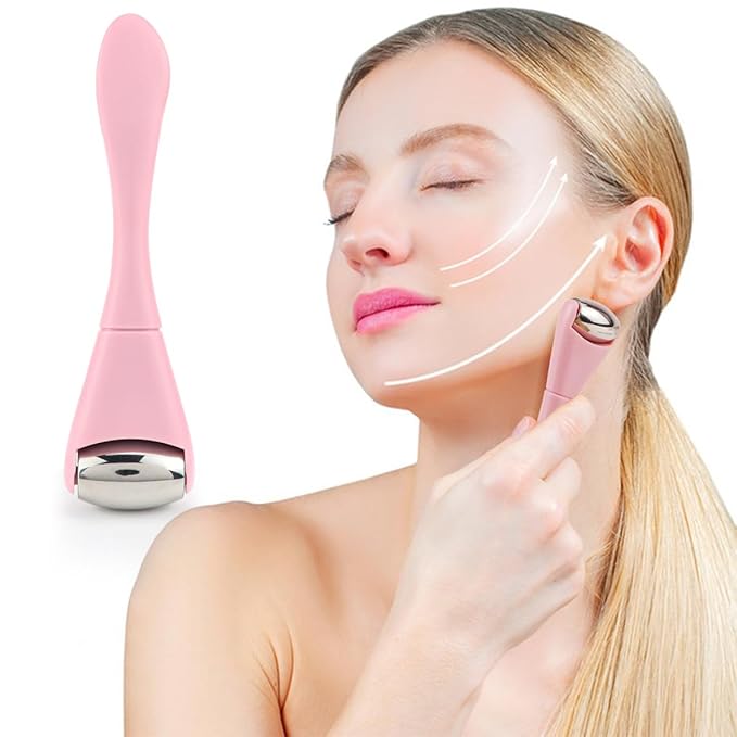 Eye Roller Face Roller Mini Ice Roller Facial Massage Roller Eye Cream Applicator Handheld Metal Eye Roller Skin Care Tool for Relief Facial Puffiness