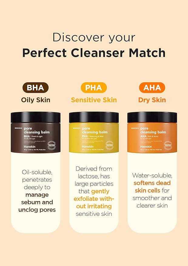 Hanskin AHA Pore Cleansing Balm, For Dry Skin, Exfoliating, Gentle Blackhead Cleanser and Makeup Remover Balm [AHA/2.82 oz]