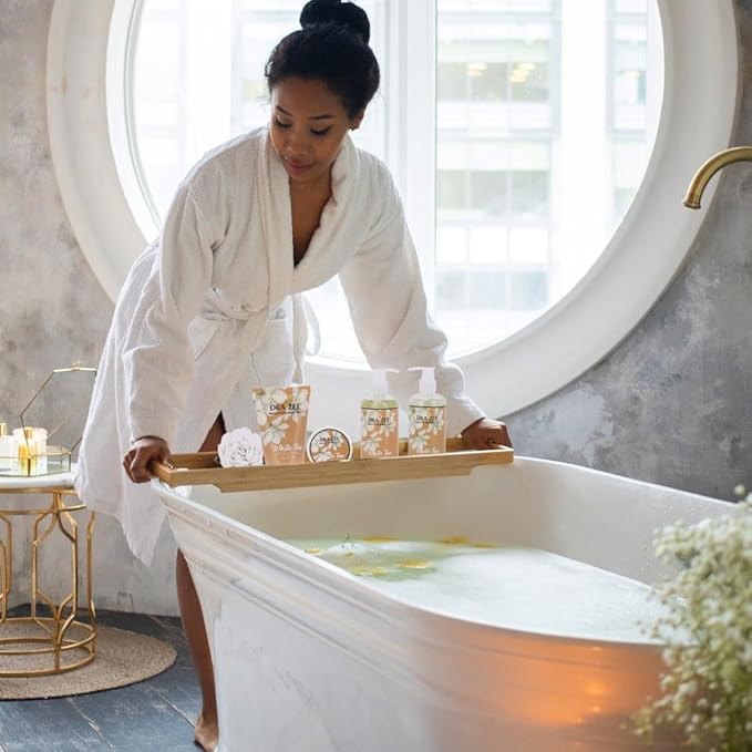 Draizee Mothers Day Gifts for Mom-Spa Gift Baskets for Women-6 Pcs Luxury White Tea Scented Heel Shoe Design Bath and Body Spa Set, Self Care Package for Women, Presents for Mom, Body Care Set for Her