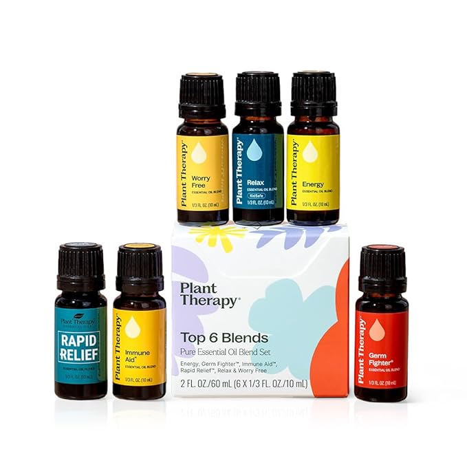 Plant Therapy Top 6 Essential Oil Blends Set 100% Pure, Undiluted, Natural Aromatherapy, Therapeutic Grade 10 mL