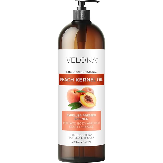 velona Peach Kernel Oil 32 Fl Oz | 100% Pure and Natural Carrier Oil | Refined, Cold pressed | Cooking, Skin, Hair, Body & Face Moisturizing | Use Today - Enjoy Results
