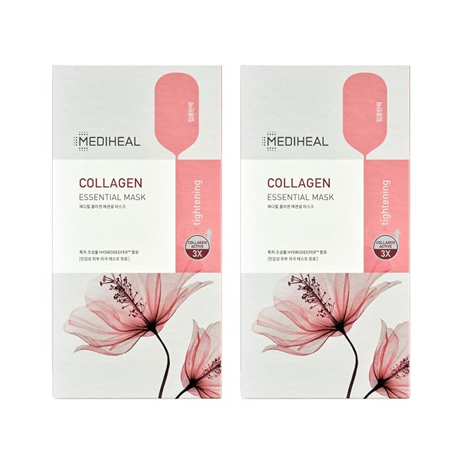Mediheal Official Best Korean Sheet Mask - Collagen Essential Face Mask Lifting and Firming For All Skin Types Value Sets (20 Count (Pack of 1))