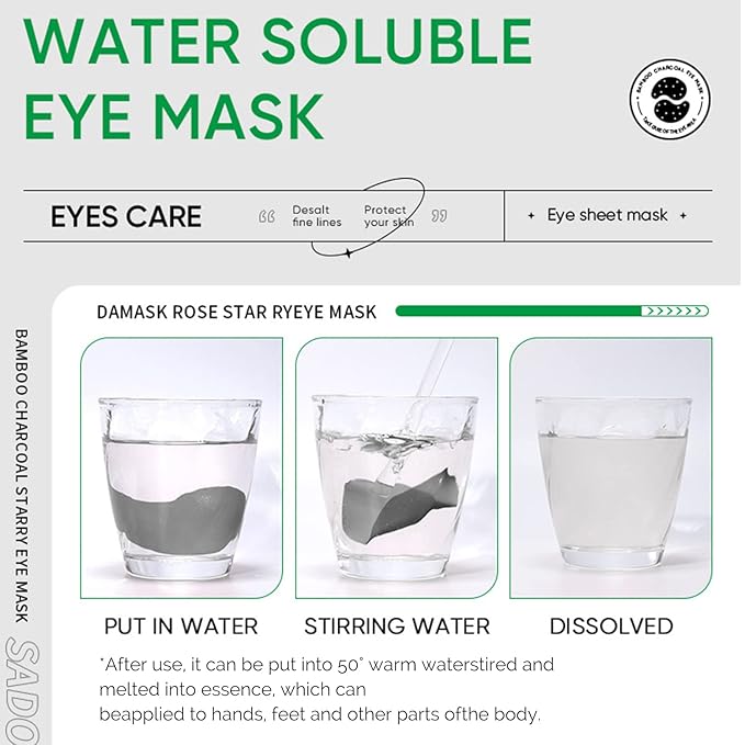 Eye Mask, Under Eye Patches 30 Pairs- Dark Circles, Puffy Eyes Treatments–Reduce Wrinkles and Fine Lines, Hydrating and Anti-Wrinkle Effect Under-Eye Patches with Hyaluronic Acid and Collagen (Bamboo Chartcoal)