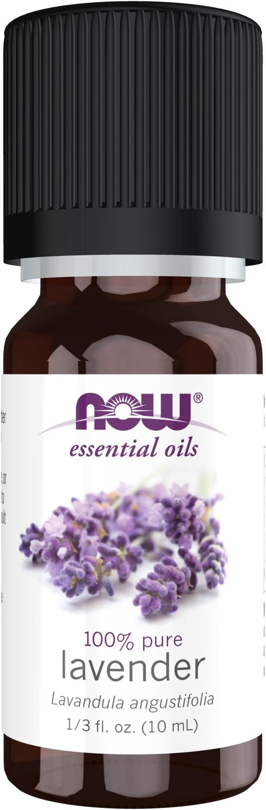 NOW Essential Oils, Lavender Oil, Soothing Aromatherapy Scent, Steam Distilled, 100% Pure, Vegan, Child Resistant Cap, 10-ml