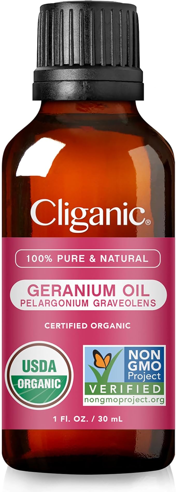 Cliganic Organic Geranium Essential Oil, 100% Pure Natural for Aromatherapy | Non-GMO Verified