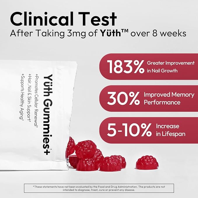 BIGVITA Yuth Gummies + | Spermidine Gummies for Hair Growth, Skin & Nails | High-Purity Spermidine Supplement for Cellular Renewal & Anti-Aging | Collagen Support with Vitamin C & Vitamin A