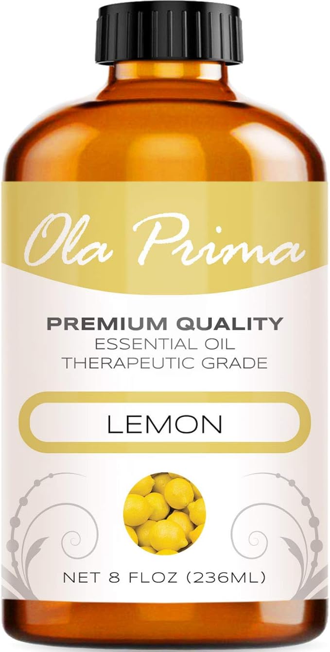Ola Prima Pure Lemon Essential Oil (8oz) – For Aromatherapy, Candle & Soap Making, Diffuser