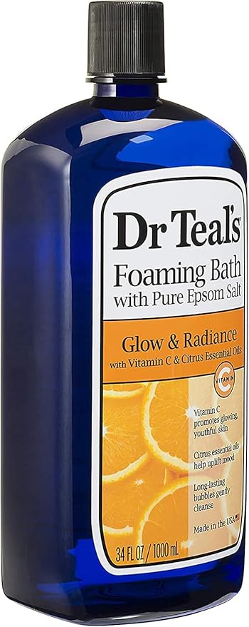 Dr. Teal's Foaming Bath Variety Gift Set (2 Pack, 34oz Ea.) - Melatonin Sleep Soak & Glow & Radiance with Vitamin C and Citrus Essential Oils - Moisturizes Skin & Promotes a Better Nights Sleep