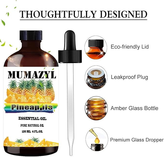 Pineapple Essential Oil, Pineapple Oil 4 Fl Oz 120ML for Diffuser Humidifier Yoga Cleaning DIY Candle Soap Making Essential Oils
