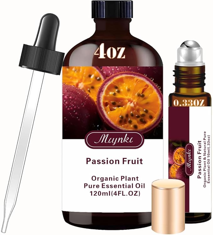 Passion Fruit Essential Oil - Passion Fruit Oil 4 Fl Oz & Roll On 10ML Essential Oil Set for Aroma Diffuser Humidifier Home Fragrance Bath SPA Cleaning Massage