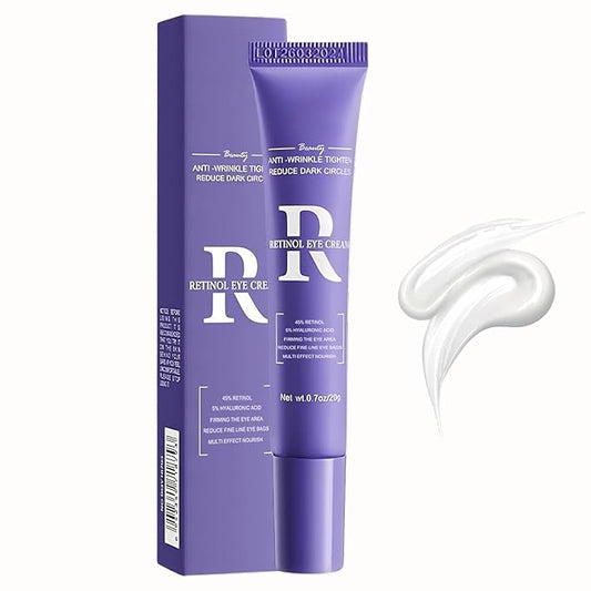Retinol Eye Cream, Moisturizing Eye Care Daily Anti-Wrinkle Cream with 45% Retinol and 5% Hyaluronic Acid to Smooth and Moisturize Skin, Under Eye Bags, Reduce Dark Circles, Wrinkles (0.7 Ounces)