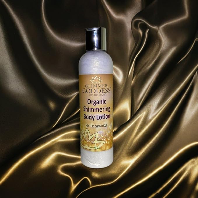 GLIMMER GODDESS Organic Body Shimmer Lotion - Super Level 3 Gold Body Shimmer, 8 oz