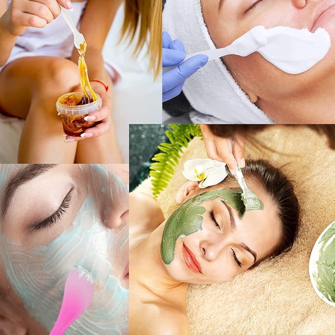 AKOAK 30 Pieces Mini Makeup Spatula, Professional Plastic Face Cream Mask Churn, Skin Care Cream Spoon DIY Mix and Sample for Home Salons