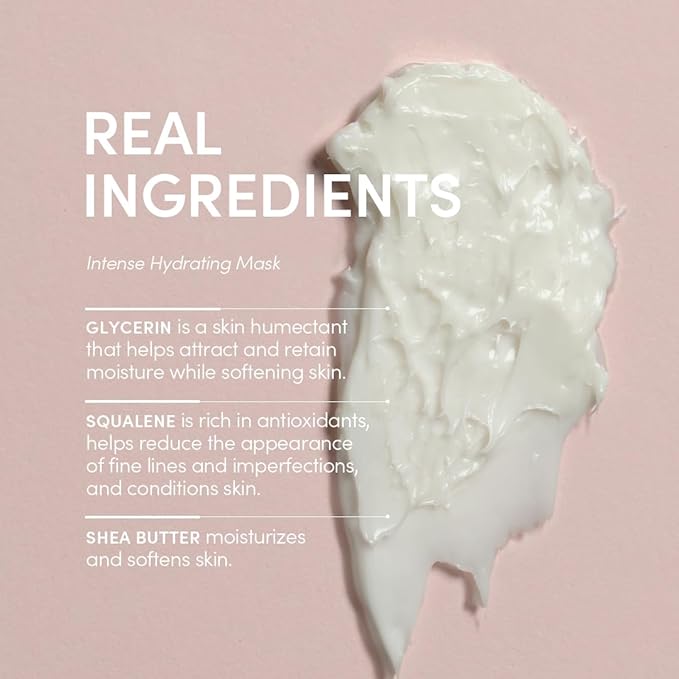 Intense Hydrating Mask - Moisturizing Face Mask with Shea Butter - All Skin Types, Vegan, Cruelty Free, Fragrance Free, 1.799 OZ