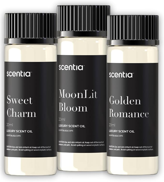 Fragrance Oil Set - Essential Oil Blends for Diffusers, Aromatherapy, Soap & Candle Making, DIY Crafts - Jasmine, Rose, Citrus, Amber, Musk - Valentine's Gift for Her, Couples - 3x20ml (2.03 fl oz)