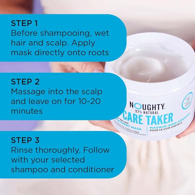 Noughty 97% Natural Care Taker Scalp Relief Treatment Mask to Soothe Scalp and Calm Irritation with Oatmeal Extract and Black Coffee Extract, Sulphate Free Vegan Haircare 300ml