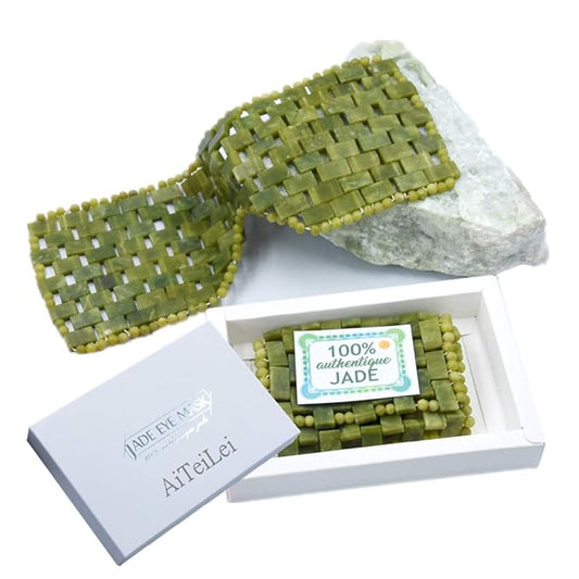 AITELEI Natural Jade Eye Mask Anti-Aging Facial Sleeping Eye Mask Hot or Cold Therapy Blindfold for Puffy Eyes, eye masks for dark circles and puffiness Massage Tool
